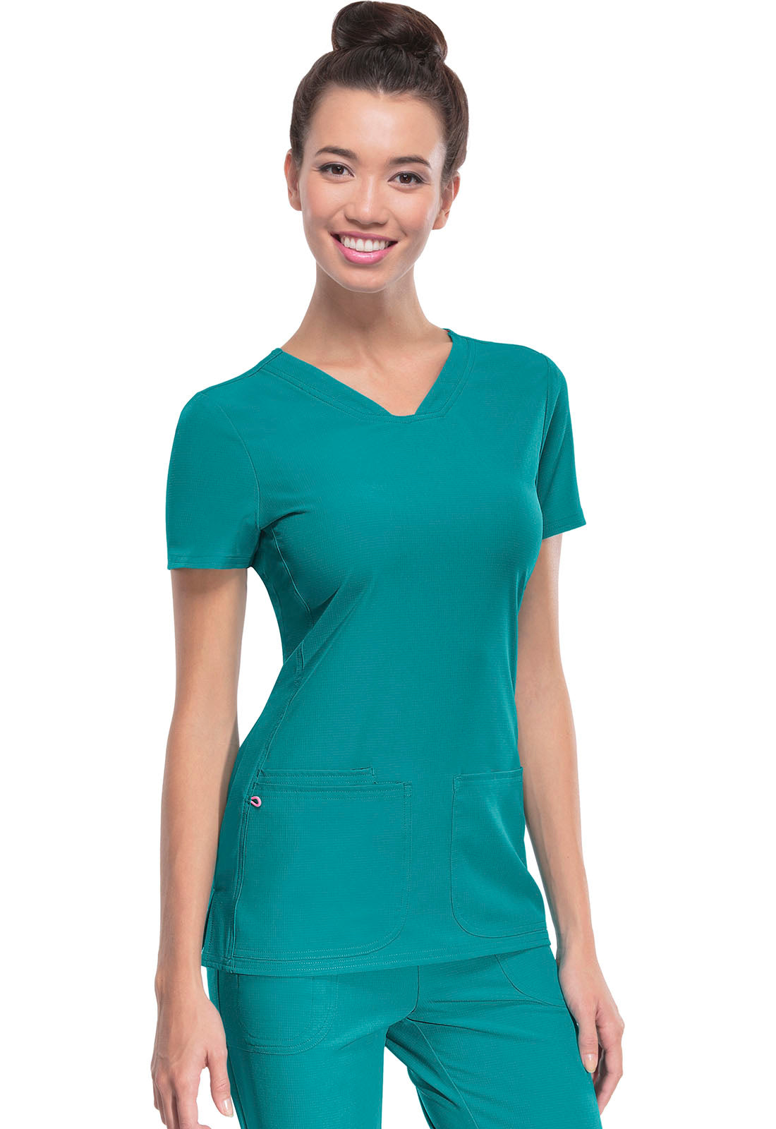Women's Shaped V-Neck Top - Teal Blue
